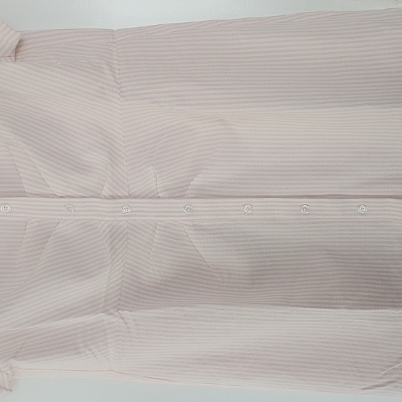 NWT RENWICK Short Sleeve Button Front Seersucker Polo Dress  Pink & White M - Picture 6 of 16